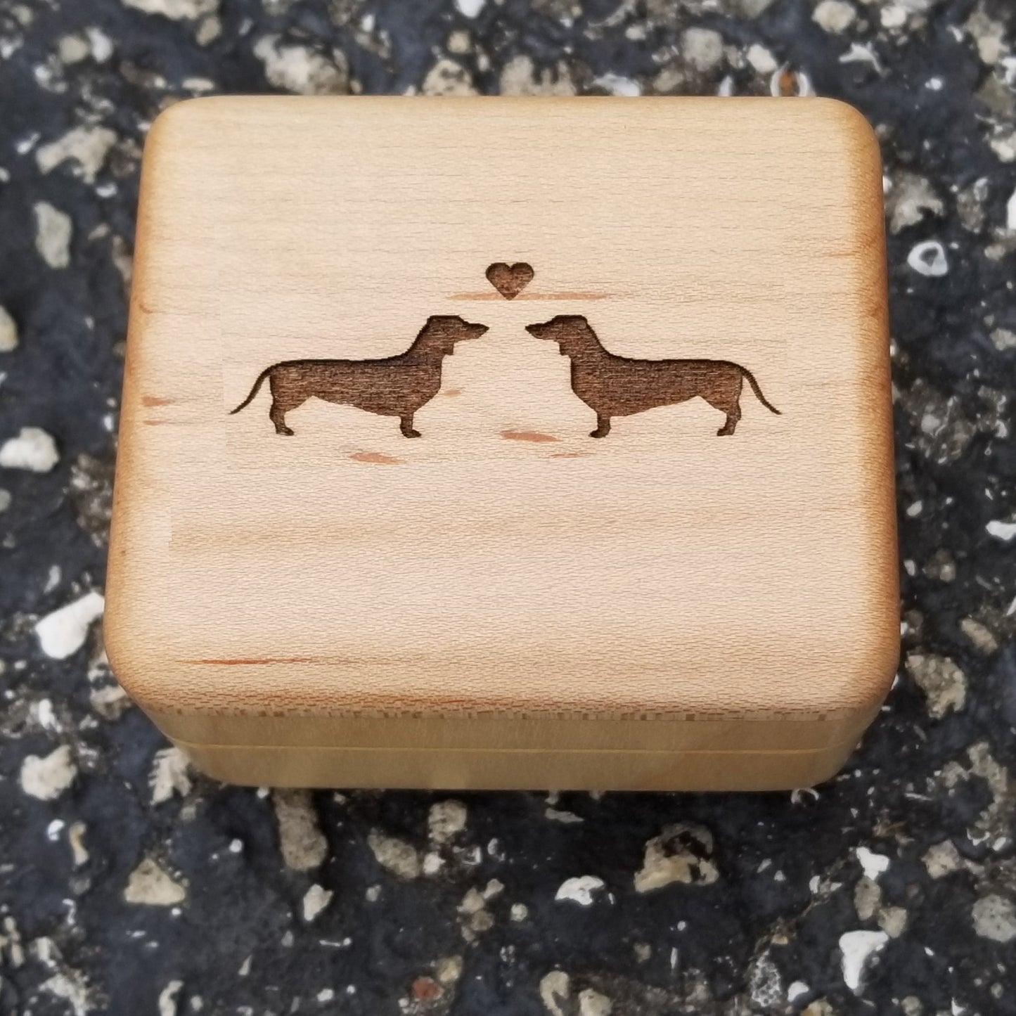 love dachshund engraved ring box