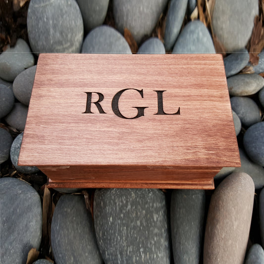 monogrammed jewelry box, wooden jewelry box with monogram engraved on top, choose color and song