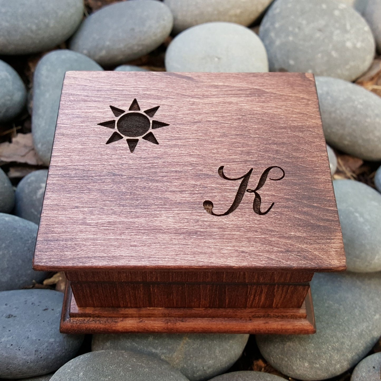 You are my sunshine music box with monogram and sun on top 