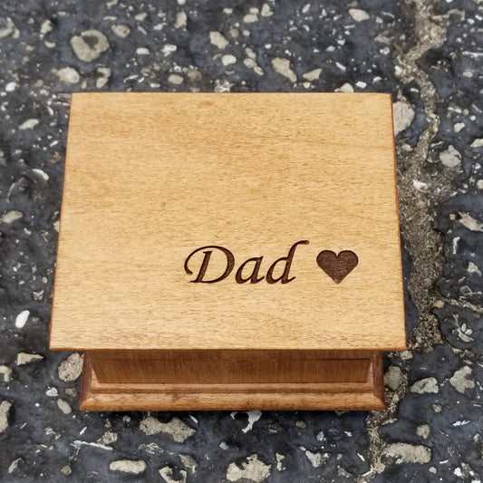 Dad box, music box engraved with Dad and a heart, choose song