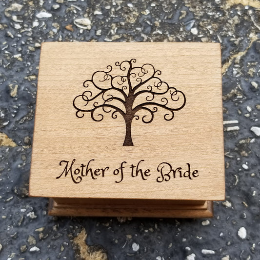 Mother of the Bride gift box, with Tree of life engraved on top, choose color and song