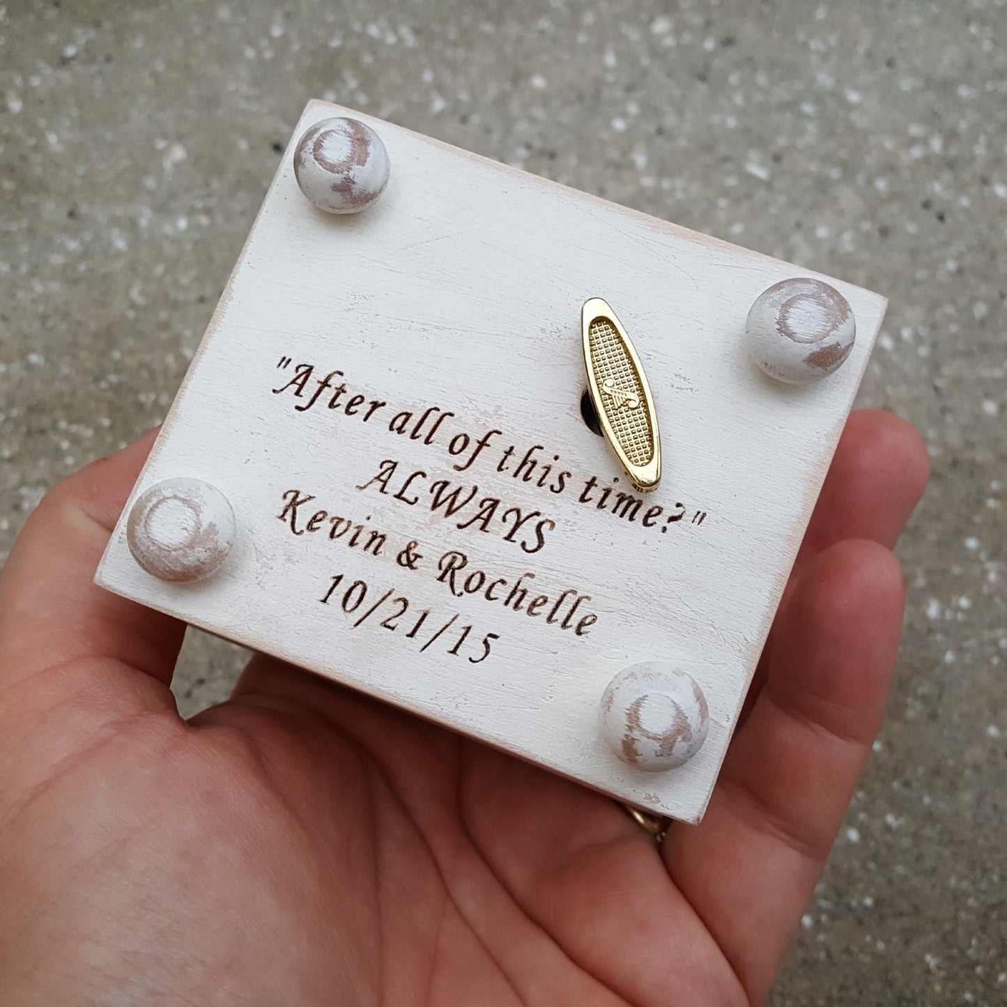 personalized music box in white