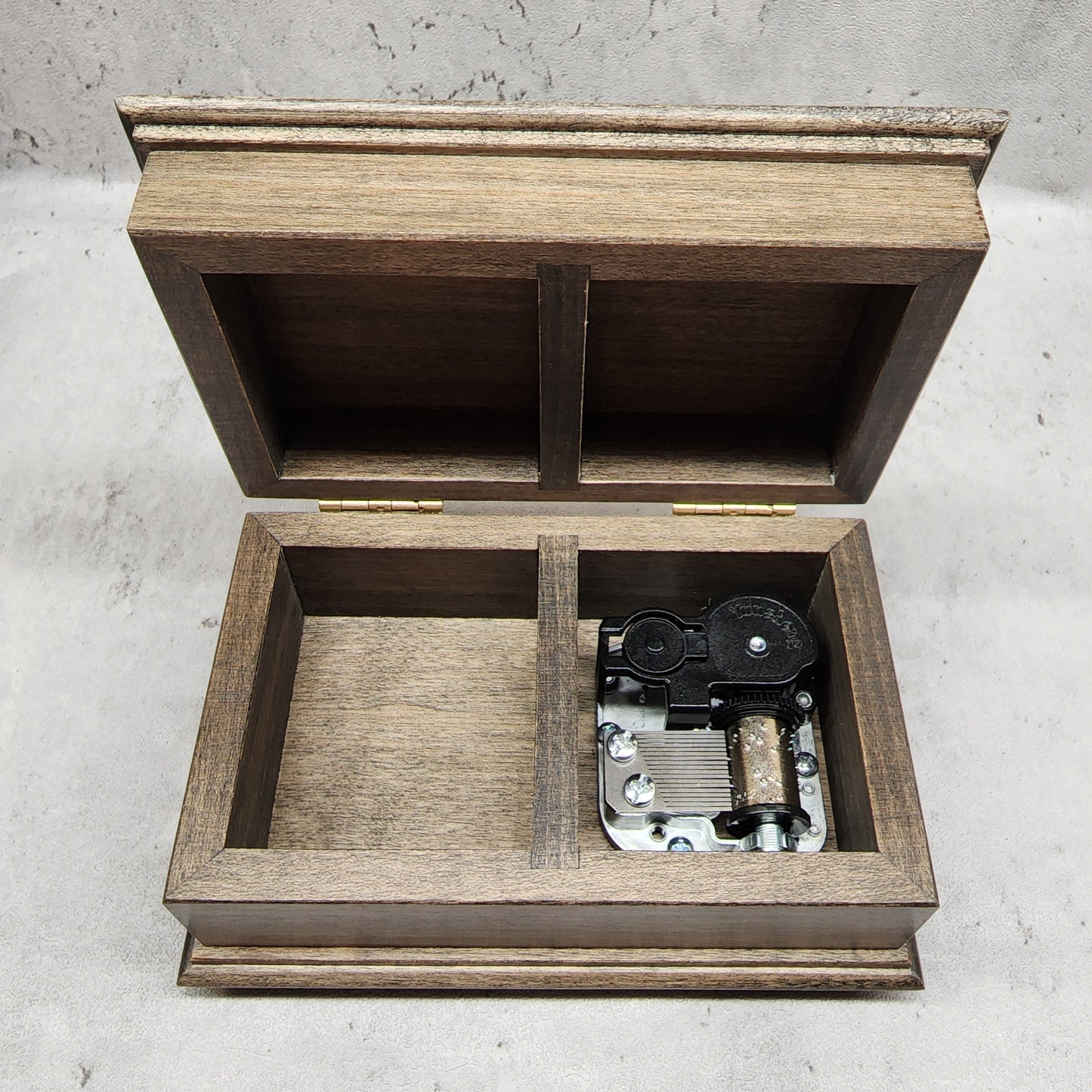 wood jewelry box with music box movement inside, choose song, You are my sunshine, I will always love you, 