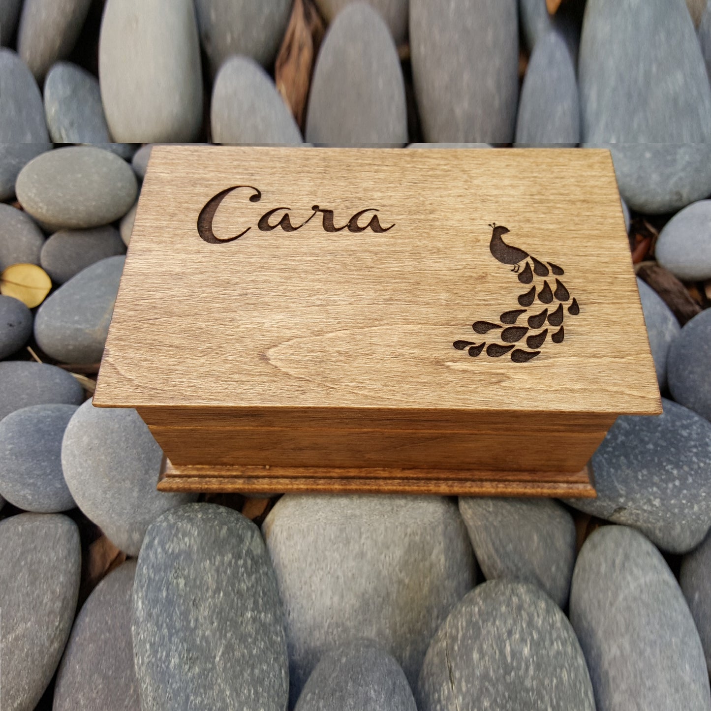 Peacock box, name engraved jewelry box with music