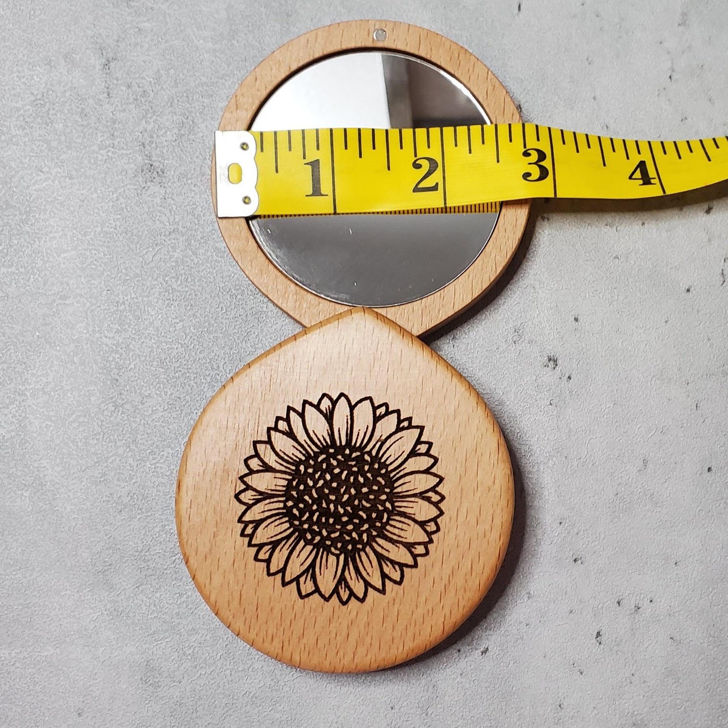 Sunflower engraved handheld mirror that helps to feel confident and beautiful all day, fits in the smallest purse